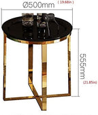 Telephone Table, Living Room Sofa Side Table,Tray Side Table,Golden Coffee Table,Small Round Table,Stainless Steel Side Table,Telephone Tables,2 Colors (Gold+black-19.68 * 21.85in