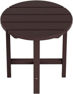 Costaelm Round Outdoor Side Tables, Adirondack Patio Tables for Outside, HDPE Patio End Table Weather Resistant, Balcony Table for Pool, Seaside, Backyard, Porch, Indoor Companion, Dark Brown