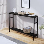 Timberer Narrow Console Table, 47 Inch Sofa Table with Adjustable Shelf | 2-Tier Long Skinny Table for Hallway, Entryway, Living Room, Foyer, Black
