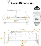 67" Storage Bench for Bedroom, End of Bed Bench King Size, Beige | Double Lids Storage Ottoman Bench with Golden Legs, Upholstered Velvet Bench for Foot of Bed Window Living Room Entryway