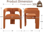 VESCASA Modern Barrel Dining Chairs Set of 4 with Open Back, Orange Velvet | Comfortable Upholstered Dining Room Chairs, Sturdy Solid Wood Legs, Accent Kitchen Armchairs for Living Room, Home, Apartment