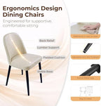 Leather Dining Chairs Set of 4, Modern Dining Room Chairs with Curved Backrest and Metal Legs Chenille Upholstered Fabric Kitchen Side Chair for Living Room, Restaurant, Cafe, Comedor, Leather, Beige