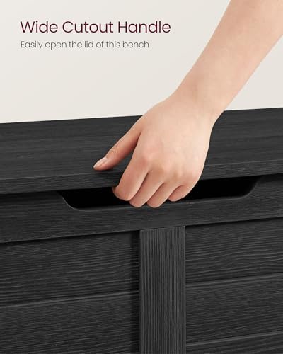 VASAGLE Storage Chest, 39.4 Inches Width Bench with 2 Safety Hinges | Farmhouse Style, for Entryway, Bedroom, Living Room, Charcoal Gray, SOFIE Collection ULSB061B01