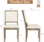 Dining Chair Set of 6, Mid Century Modern Upholstered Dining Room Chairs, Fabric High Back Kitchen Chairs with Nailhead Trim and Wood Legs for Living Room Kitchen Restaurant, Beige