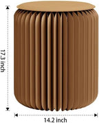 Home Furniture Modern Design Accordion Portable Folding Paper Stool Kraft Paper Relaxing Multifunction Round Foot Stool Side table-Fashion Paper Design Ideal for School Living Dining Room (Brown)