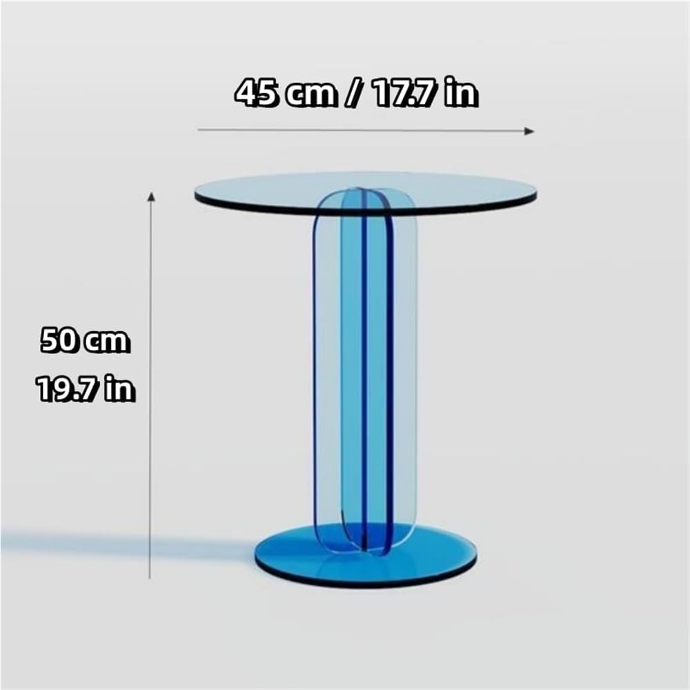 Modern Acrylic Side Table, Sleek Round Coffee Table, Pedestal End Table, Multi-Purpose Coffee Table for Living Room, Bedroom and Office(Brown)