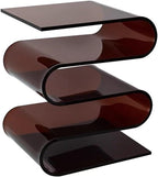 Acrylic S-Shaped Side Table, Modern Bedside Table, Brown, 11.8*13.3*16.9in