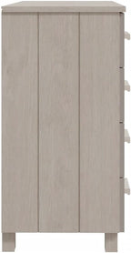 White Sideboard Buffet Cabinet, Solid Pine Wood and MDF Dining Room Credenza with 5 Drawers and Sliding Doors, Modern Accent Storage Cabinet for Living Room and Foyer