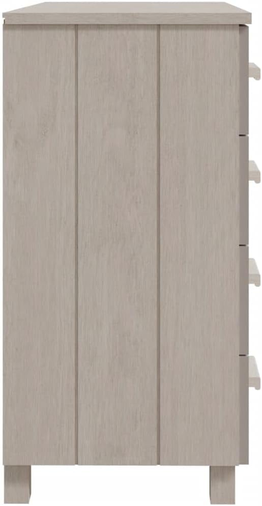 White Sideboard Buffet Cabinet, Solid Pine Wood and MDF Dining Room Credenza with 5 Drawers and Sliding Doors, Modern Accent Storage Cabinet for Living Room and Foyer