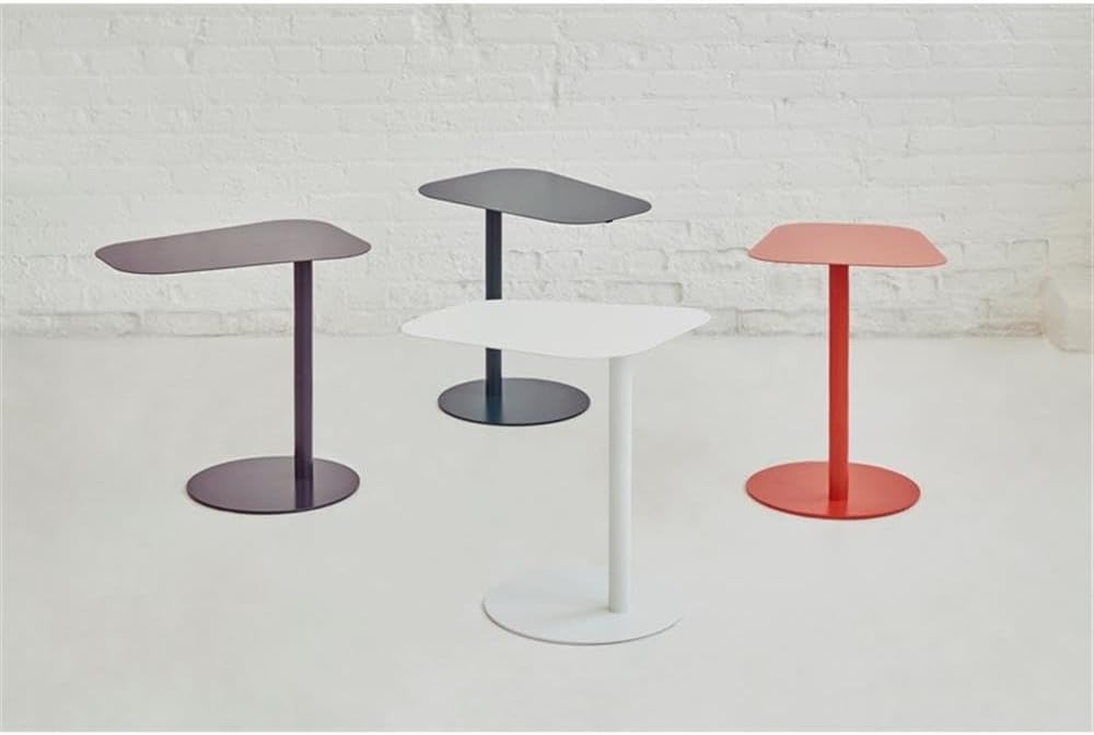 Pemberly Row Modern Metal End Table, 20 in x 19.75 in, C-Shaped Space-Saving Design, Durable Orange Powder Coat Finish, Indoor Accent Table for Living Room or Small Spaces