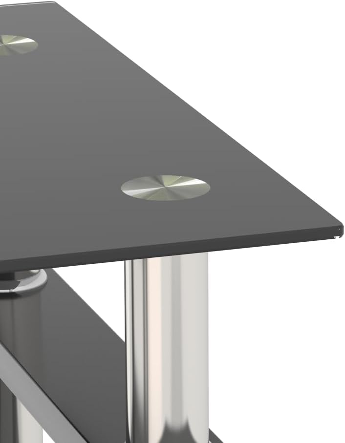 Set of 2, Modern Tempered Glass Tea Table Coffee Table End Table, Square Table for Living Room, Black