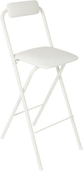 27.5'' Tall Folding Bar Stool, Cushioned Padded Folding Stool with Back, Portable Adult Folding Chair, 275 lbs Load Capacity, Counter Height Seat for Kitchen, Living Room, Garden, Camping, White
