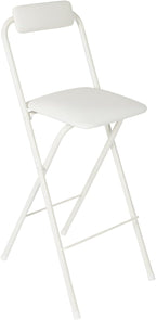27.5'' Tall Folding Bar Stool, Cushioned Padded Folding Stool with Back, Portable Adult Folding Chair, 275 lbs Load Capacity, Counter Height Seat for Kitchen, Living Room, Garden, Camping, White