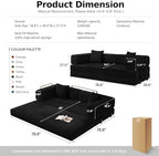 MoonSpeak 78.8'' Futon Sofa Bed, Couches for Living Room | Corduroy Convertible Futon Sofa Bed with Storage Pocket, Modular Sleeper Couch in a Box, No Assembly (Black)