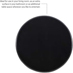 Pemberly Row Set of 2 Round Wood Accent Tables with Pedestal Base in Jet Black