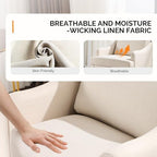 VINGLI Linen Fabric Accent Chairs Set of 2, Beige Modern Upholstered Armchair, Comfy Sofa Chair Living Room Bedroom Furniture for Apartment