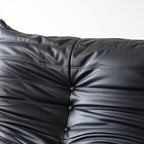 Comfy Lazy Floor Sofa Couch,Soft Armless Chair,Faux Leather Lounge Chair,Corner Relax Sofa Couch for Living Room Bedroom,Salon Office,Adults（Black+3 Seat