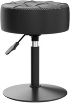 LUE BONA Adjustable Vanity Stool 15.8"-20.7", 360° Swivel Faux Leather Chair, 300lbs Capacity for Makeup Room, Bathroom, Living Room, Black