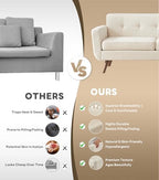 Tbfit 77.2" W Linen Sofa Couch, Mid Century Modern Decor Loveseat Couches for Living Room, Button Tufted Upholstered Small Couch for Bedroom, Solid, and Easy to Install Love Seats Furniture, Beige