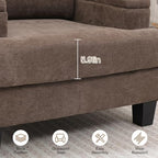 Modern Upholstered Living Room Chairs, Accent Chair with Storage Armrest, Comfy Large Armchair, Fabric Single Sofa ReadingChair for Bedroom, Dark Brown