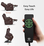 MCombo Power Lift Recliner Chair for Elderly, Heat and Massage 7040(Medium) | FSC Certified, Multiple Sizes, USB&Type C Charging Port, Cup Holders, Side Pockets, Dark Brown Faux Leather