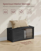 VASAGLE Storage Chest, 39.4 Inches Width Bench with 2 Safety Hinges | Farmhouse Style, for Entryway, Bedroom, Living Room, Charcoal Gray, SOFIE Collection ULSB061B01