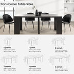 Transformer Table Solid Wood Extendable Dining Table, Black | Seats 2-12, Expandable Dining Room Table, Space-Saving Furniture, Kitchen and Dining Room Furniture, Table Only