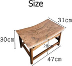 Solid North Elm Wood Shoe Changing Stool, Hand-Carved, Waxed Finish, Jointed Structure, 18.5 x 12.2 x 11.8 Inch (Walnut)