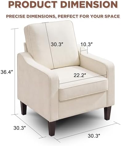 Weture Mid-Century Accent Chair, Beige Armchair Living Room Chairs | Comfy Upholstered Reading Accent Chairs for Bedroom, Modern Single Sofa Chair