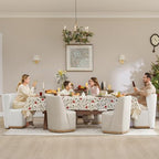 CHITA Upholstered Rolling Dining Chair on Casters Set of 4, Oatmeal | FSC Certified Modern Fabric Dining Chair with Casters, Boucle Dining Chairs for Reading Room Kitchen Dining Room