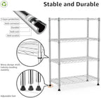M MZG 1000 lbs Storage Shelving Steel Heavy Duty 4-Tier Utility Shelving Unit Steel Organizer Wire Rack for Home,Kitchen,Office,Chrome (13.7" D x 29.5" W x 47.2" H)