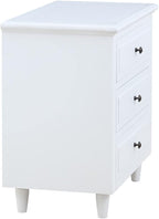 3-Drawer Nightstand for Bedroom, Storage Wood Cabinet, Simple Bedside Table, Living Room Sofa Side Table, Telephone Table, Easy-Pull Metal Glides, No Assembly Required, Long-Lasting, White