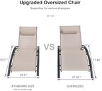 PURPLE LEAF Oversized Pool Chaise Lounge Set Outdoor Lounger Chair, Beige
