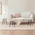 VECELO Modern Side Table, Round Small End Table, Exclusively Designed Hand-Crafted Small Nightstand, Solid Wood,Oak top with Black Metal Legsfor Bedrooms, Living Rooms, 2-Pack