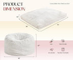 Hobestluk Bean Bag Chair Convertible 3 in 1 Beanbag Washable Giant Adult | Large,Memory Foam Filling,Plush Lounge,Bean Bag Bed ,Removable Cover,Living Room Bedroom Dorm,Sleeping ,Full,White