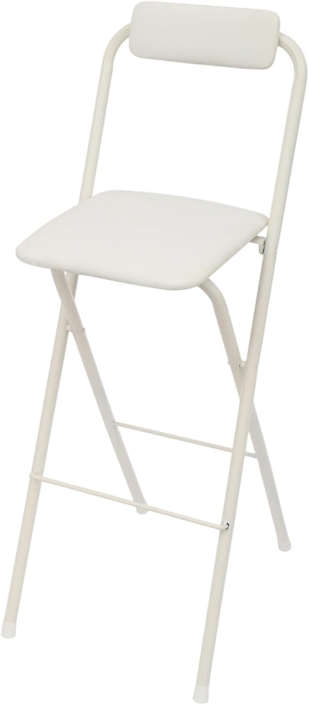 29.5" Bar Height Folding Stools Set of 2, Heavy Duty 275lb Capacity Foldable Bar Chairs with Backrest and PU Leather Padded Seat, Space Saving Portable High Stools for Home Bar Party & Kitchen (White)