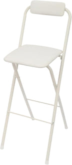 29.5" Bar Height Folding Stools Set of 2, Heavy Duty 275lb Capacity Foldable Bar Chairs with Backrest and PU Leather Padded Seat, Space Saving Portable High Stools for Home Bar Party & Kitchen (White)