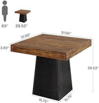 Tribesigns Square Dining Table for 4, 31.5" Farmhouse Small Kitchen Table | Wooden Dinner Table with 3.93" Thick Top & Sturdy Pedestal, Fits for Dining Room, Small Space, Apartment, Dark Brown & Black
