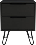 2 Nightstand, Hairpin Legs, Two Drawers, Black,for Small Spaces
