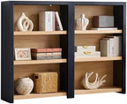 Book Shelf, 3-Tier Bookshelf with Adjustable Shelves,Free Standing Modern 48'' Tall Bookcase with Open Display Storage,Floor Vintage Bookshelves for Living,Office (2, Gray Black / Natural, 3-Tier)