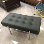 Etlegor Faux Leather Entryway Bench, Minimalist Bed-end Bench with Stainless Steel Legs for Entry, Hallway, Living Room, Bedroom, Walk-in Closet(Green,100x44.5x40cm)
