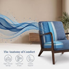 Komene Mid Century Modern Accent Chair Sitting Chair with Solid Wood Frame, Upholstered Living Room Lounge Armchair with Waist Cushion, Comfy Reading Chair for Bedroom Sunroom Office,Blue