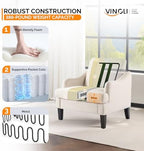 VINGLI Linen Fabric Accent Chairs Set of 2, Beige Modern Upholstered Armchair, Comfy Sofa Chair Living Room Bedroom Furniture for Apartment