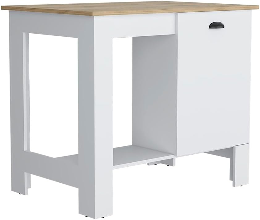 Kitchen Island Shoproni One Drawer White Finish with Multicolor | White kitchen island with one drawer for extra storage and counter space