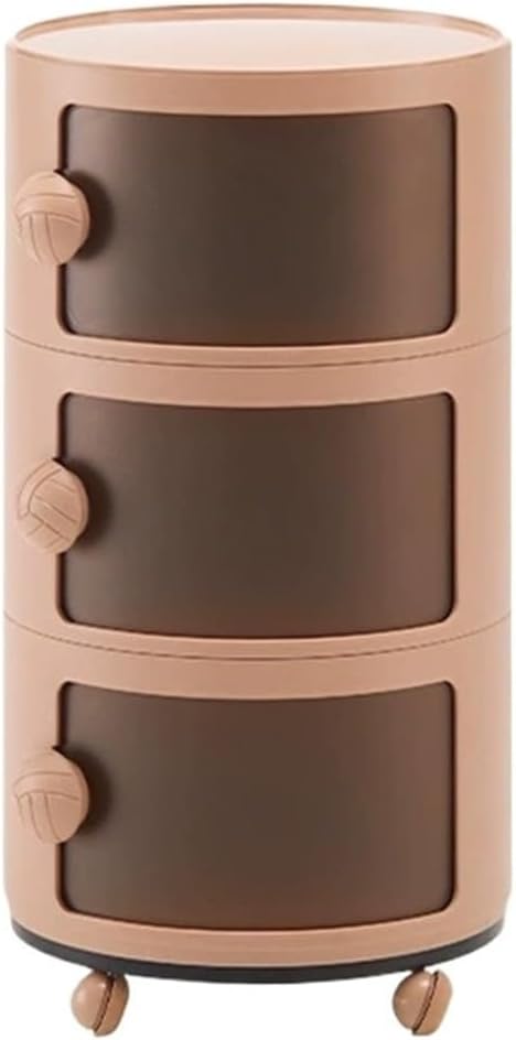 Modern 3/4 Tier Round Bedside Table with Wheels, Stackable Nightstand, Compact Space-Saving Side Table for Bedroom or Living Room(Pink,14.2''W*28''H)