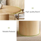 LITTLE TREE 47 Inches Round Dining Table for 4, Farmhouse Natural Wooden Dining Room Table with Heavy Duty Fluted Pedestal, Large Circle Kitchen Dinner Table for Dining Room, Living Room (Table Only)