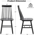 Black Wood Dining Chairs Set of 6, Windsor Farmhouse | Spindle Back, Solid Wood, Farmhouse Style, for Kitchen & Dining Room, Easy Assembly, Set of 6 Black, Country Decor