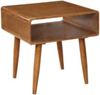 Pemberly Row Mid-Century 3-Piece Table Set, Solid Rubberwood, Rich Walnut Finish, Includes Coffee Table & 2 End Tables, Open Cubby Storage, Tapered Legs, Living Room Furniture Ensemble