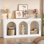 Tribesigns 70.9" White Console Table with Storage, Wood Entryway Entry Table with 3 Arched Shelves for Foyer, Hallway, Living Room, Behind Couch Sofa, Narrow Long
