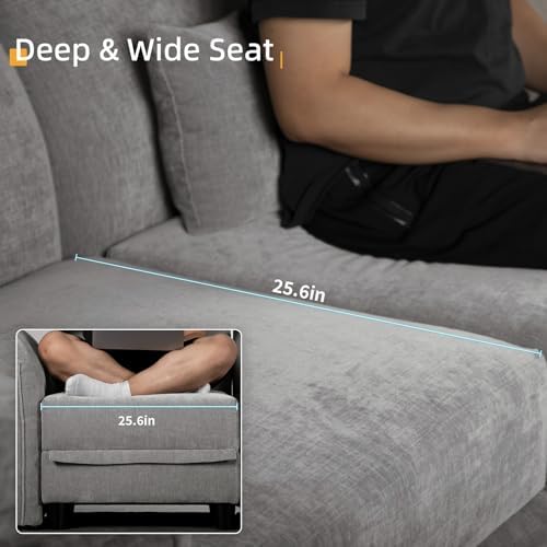 LLappuil Chenille Sectional Sofa Large U Shaped Modular Sofa with Storage Ottoman, 14 Piece Sectioanl Couches for Living Room, Adjustable Arms, Grey